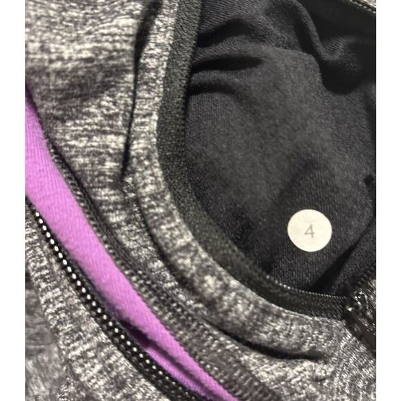 Lululemon Stride Jacket 4 Gray Purple Hooded Full Zip High Collar Thumb Holes - Picture 6 of 6